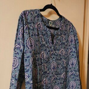 Dolma 100% Cotton Tunic XLG Blue and White